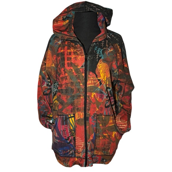 RARE Asian Inspired Chio's sz 1 Zip Hoodie Travelers Jacket Womens Colorful M 8 - Picture 7 of 9